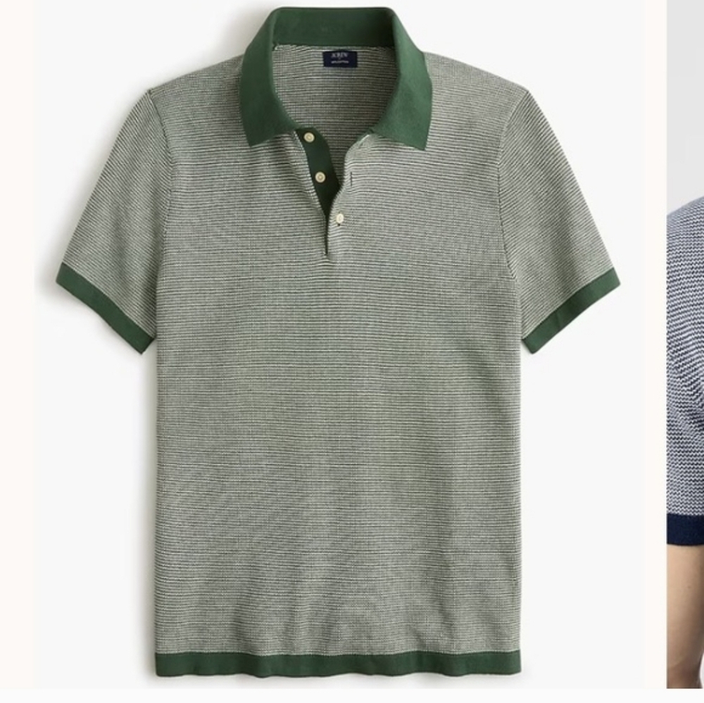 J.crew Textured Sanctuary HEATHER Oatmeal Green cotton sweater-polo CA545 S